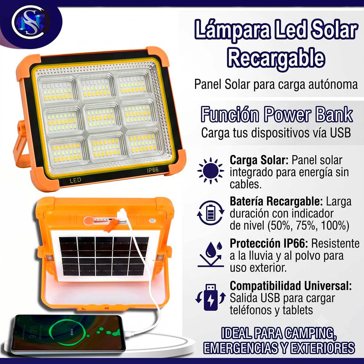 Lámpara Solar LED RGB
